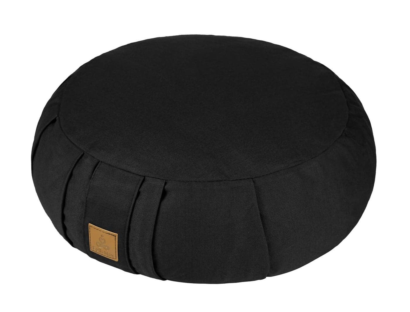 FelizMax Round Zafu Meditation Cushion D15 H55 Zabuton Meditation Pillow Yoga BolsterPillow Floor seat Zippered Organic Cotton Cover Natural Buckwheat Kneeling Pillow Black and Large