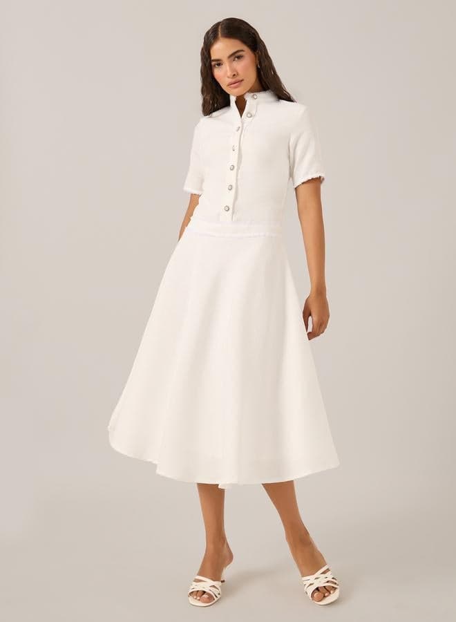Plain Short Sleeves A-Line Midi Dress