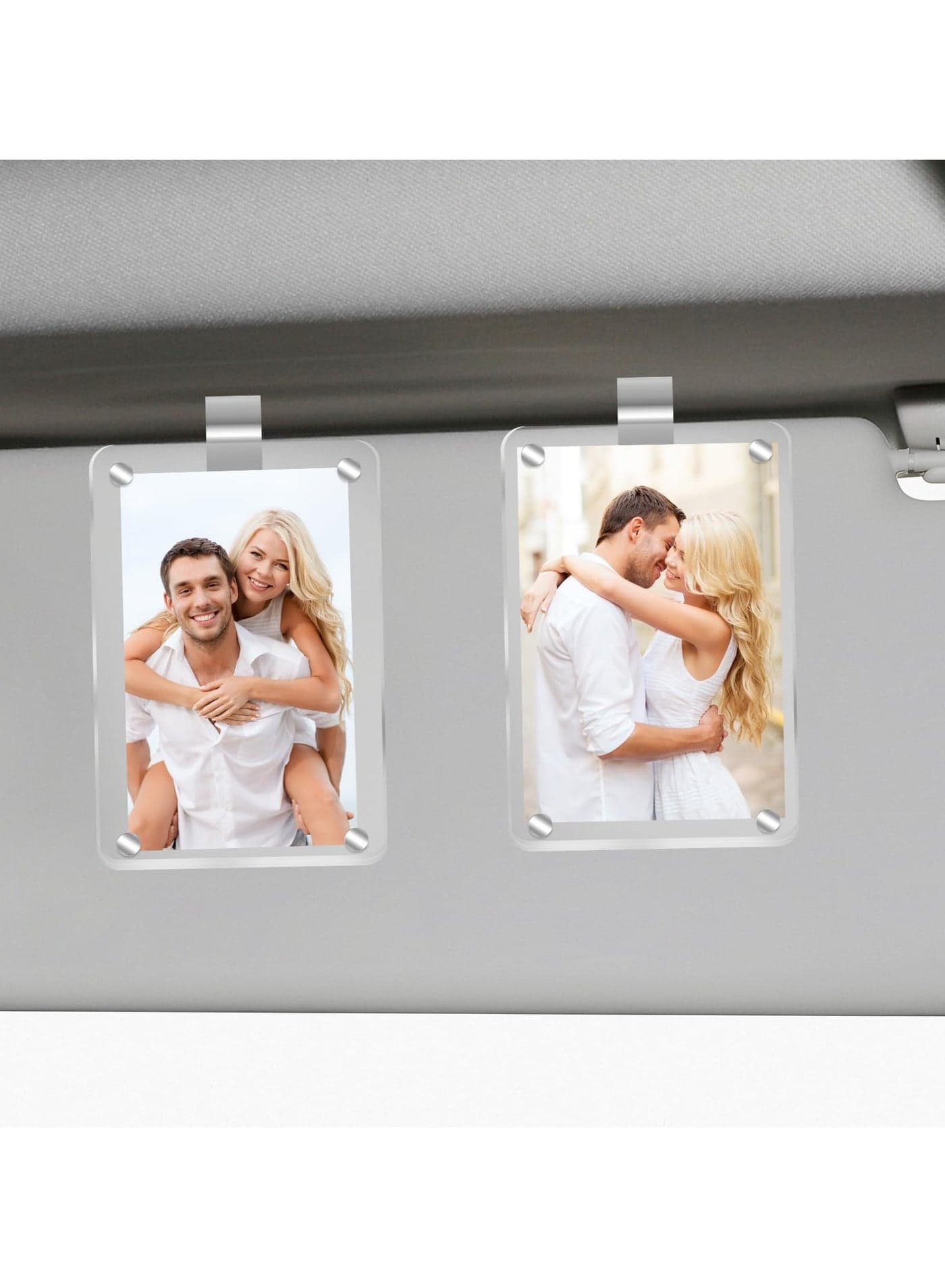 2Pcs Car Picture Holder, Acrylic Magnetic Personalized Photo Holder Car Accessories Car Photo Holder Car Visor Clip, Personalized Car Picture Frame, Suitable for Adding Family or Personal Photos
