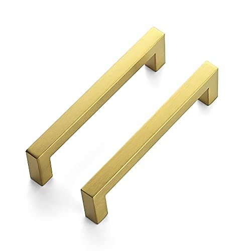 Ravinte 25 Pack 5 Inch Square Cabinet Handles Pulls - Brushed Brass Drawer Pulls Kitchen Hardware - Handles for Cabinets, Cupboards, Drawers