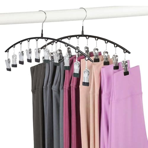 Legging Hangers for Closet Organizer Hat Hangers for Closet 2 Pack with 10 Clips Holds 20 Leggings Legging Hanger Pants Storage Organizer Suitable for Socks Panties Underwear Pants