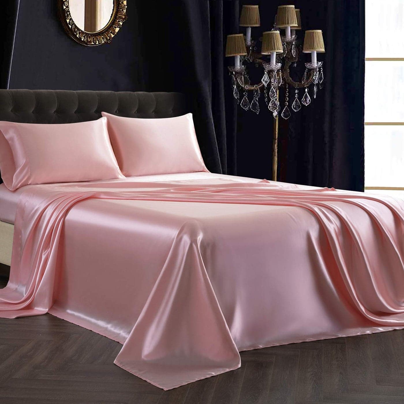 SiinvdaBZX 3Pcs Twin XL Sheets Set Blush Pink Silky Satin Sheets Twin XL Bedding Set UltraSoft Extra Long Bed Sheets for College Dorm