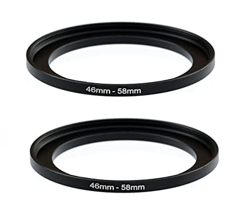 (2 Pcs) 46-58MM Step Up Ring Adapter, 46mm to 58mm Step Up Filter Ring, 46 mm Male 58 mm Female Stepping Up Ring for DSLR Camera Lens and ND UV CPL Infrared Filters