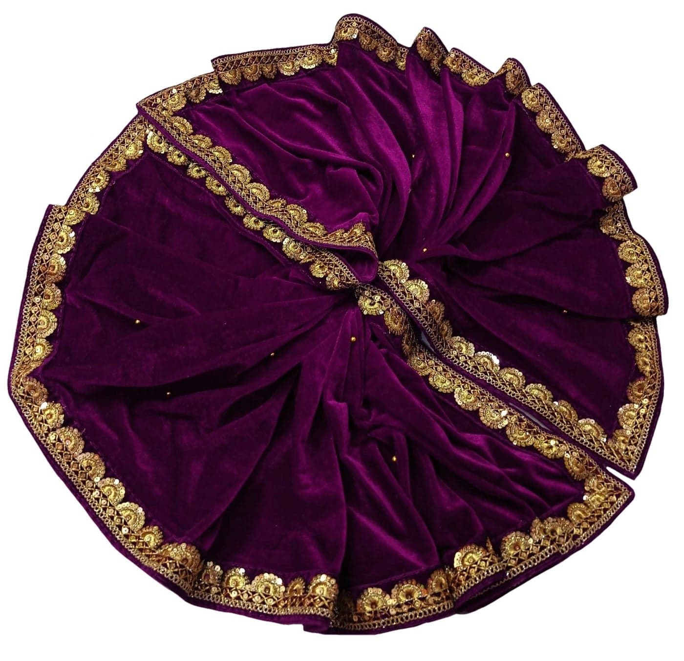 Navti Creations Women's Purple (Faalsa) Stole Dupatta In Velvet With Semi Circle Design Border (length -2.25m, Width-75cm)