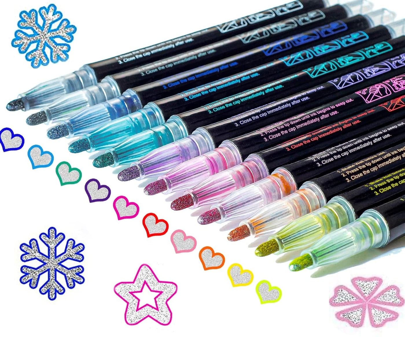 Glitter Markers Self Outline Pens Metallic 12 Shimmer Tween Teen Girl Gifts Trendy StuffDrawing Art Supplies Kids 68 912 1012Arts Crafts Kids Ages 812 Year OldCute Cool Fun Crafts Girls 812