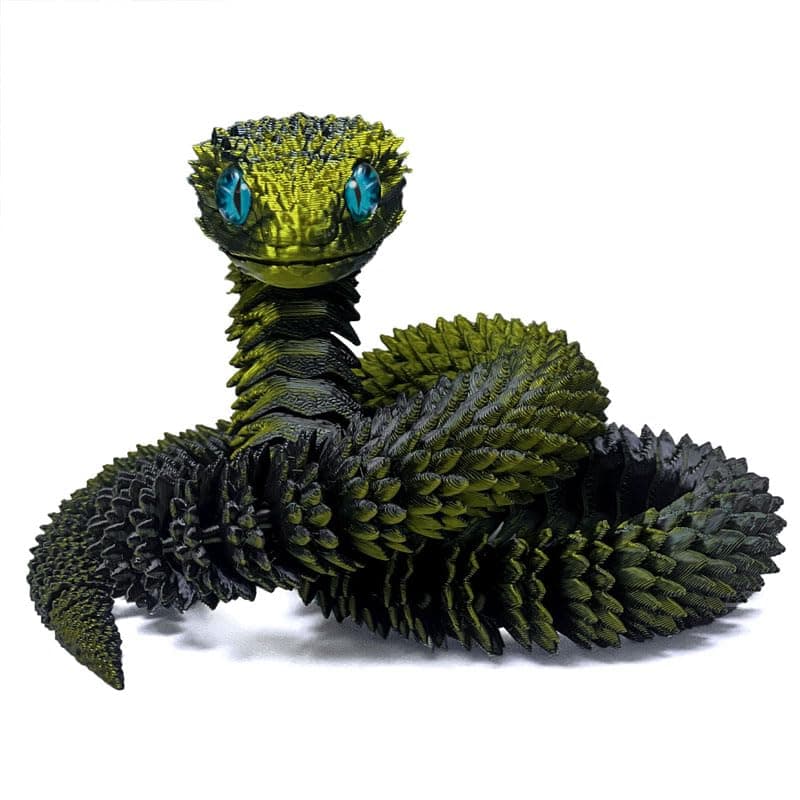 Binvin 3D Printed AnimalsSnake Viper3D Printed Snake Toys Articulated Snake 3D Printed Animals Animal Model Ornaments Creative Funny Toy Festival Gift for Frends Black Gold 29Inch