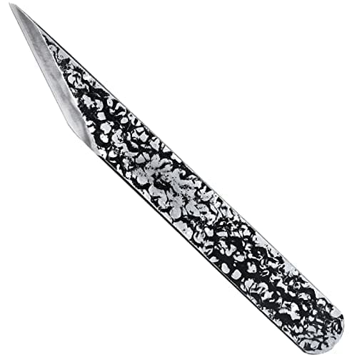 KAKURI Kiridashi Knife Left Hand 24mm, Hand Forged Japanese Carbon Steel Blade with Hammered Pattern, Made in Japan