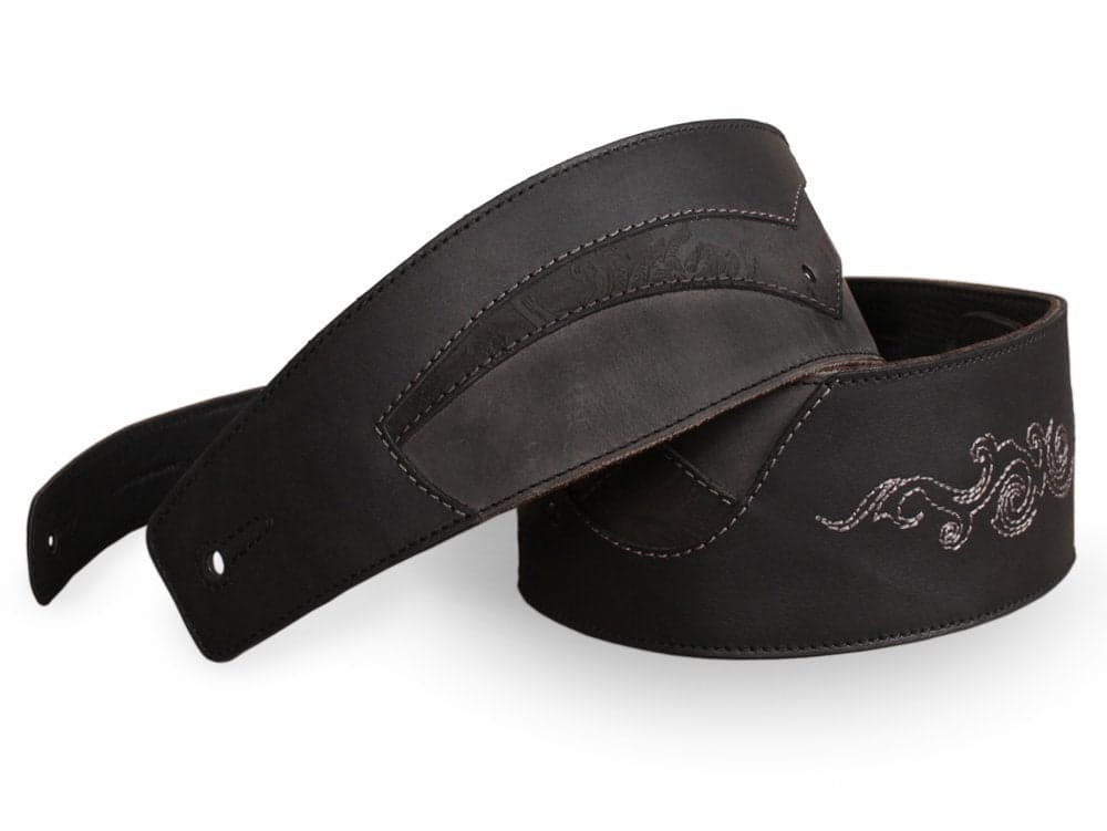 Anthology Gear "Shadowlands Full Grain Leather Guitar Strap For Electric, Acoustic, and Bass Guitars (3" Width, Two Tone Black/Gray)