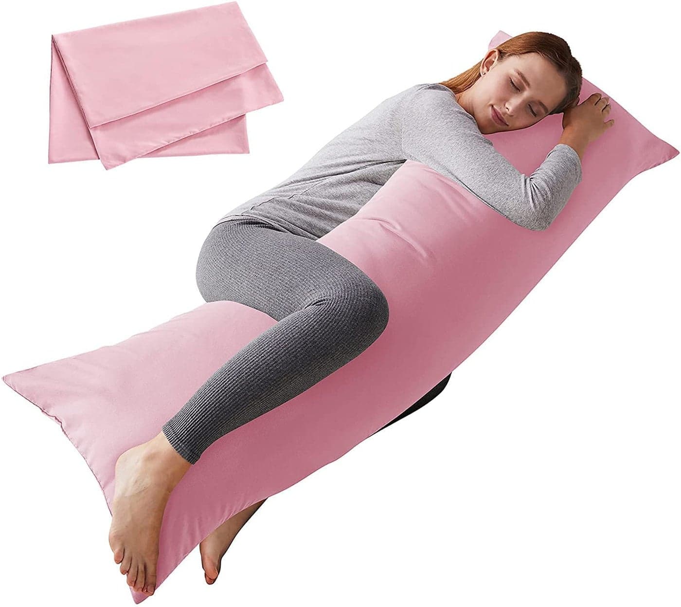 ELNIDO QUEEN Body Pillow with Pillowcase Soft Long Bed Pillow for Adults Breathable Full Body Pillow Insert for Sleeping 20x54inches Pink