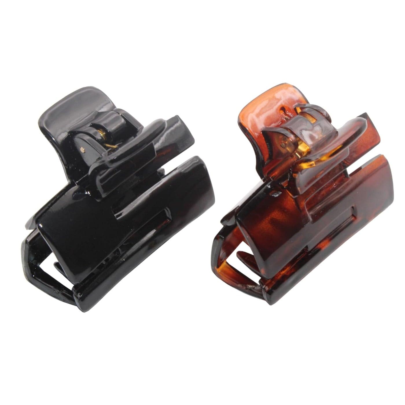 Parcelona French Cutout Curve Small Tortoise Shell and Black Celluloid Set of 2 Jaw Hair Claw Clips Strong Hold NoSlip Grip Hair Clips for Women and Girls