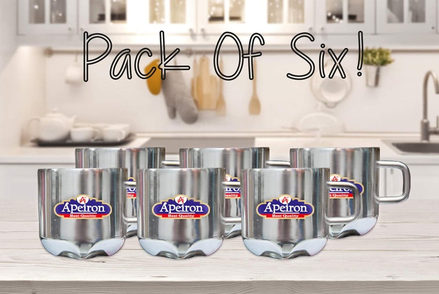 Apeiron Stainless Steel Doubled Wall Oolong Tea Cups Set of 6