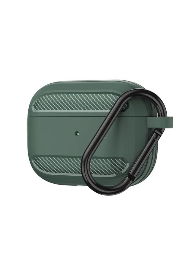 Case Cover Wireless Earphones Shockproof Carbon Fiber Armor TPU Protective Case For AirPods Pro Green