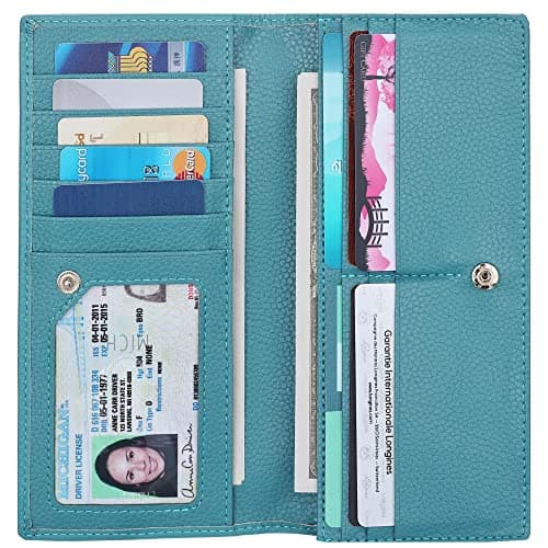 Lavemi Ultra Slim Thin Leather Women Wallet RFID Blocking Credit Card Holder Bifold Long Ladies Billfold (Light Green)