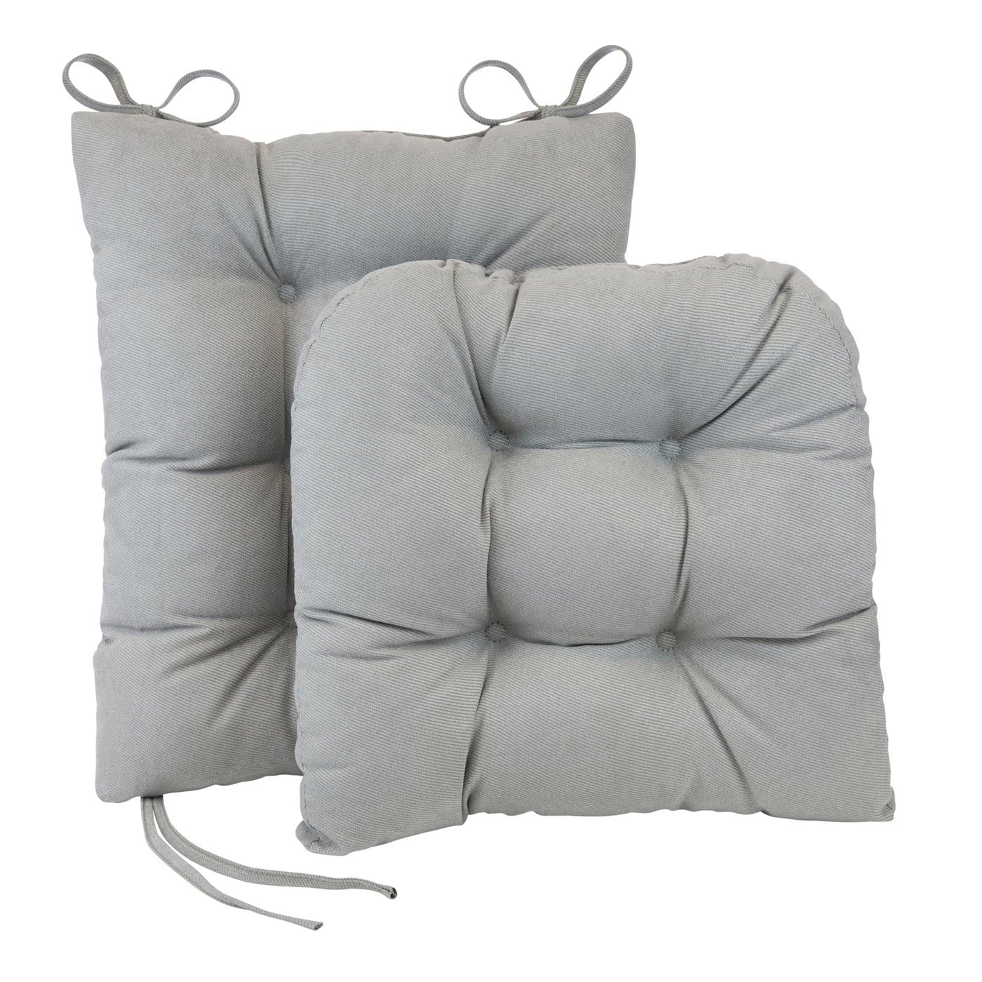 Klear Vu Omega NonSlip Rocking Chair Cushion Assembled in USA Thick Tufted Design Includes Seat Pad Back Pillow with Ties 17x17 Inches 2Piece Set Twillo Gray 2 Count
