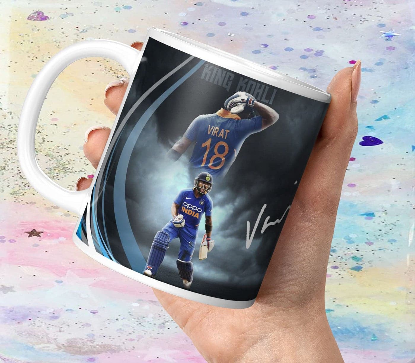 NH10 Designs Virat Kohli Printed Coffee Mug for Boys Kids Girls Birthday Gift for Friends Mugs for IPL Cricket Lover Royal Challengers Bangalore Mugs For Gift (Microwave Safe Ceramic Mug-350ml) - CRWM 44