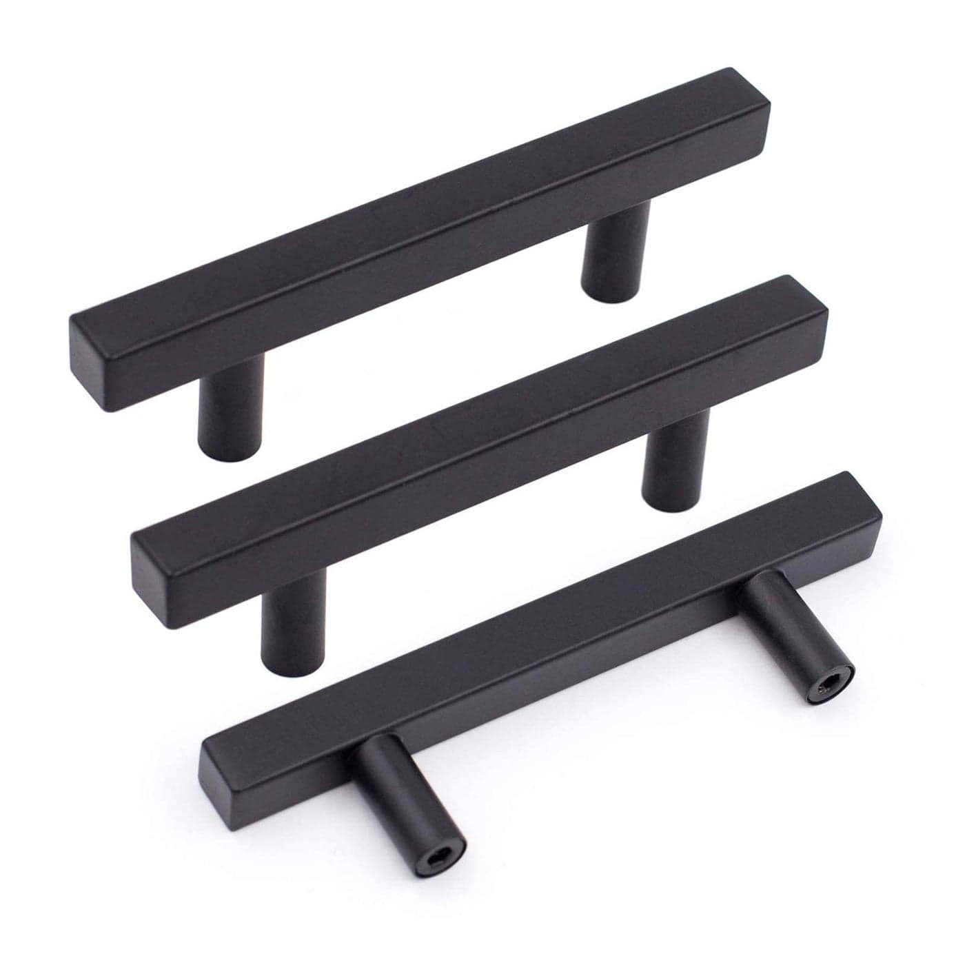 Goldenwarm 5 Pack Black Cabinet Handles 376mm Matte Black Cabinet Pulls T Bar Drawer Pulls for Kitchen Cupboard Drawer Hardware