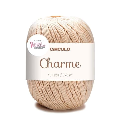 Circulo Charme Yarn for Crochet and Knitting - 433 yds - 100% Mercerized Brazilian Virgin Cotton - Soft Sport Weight - Color 7684 - Porcelain