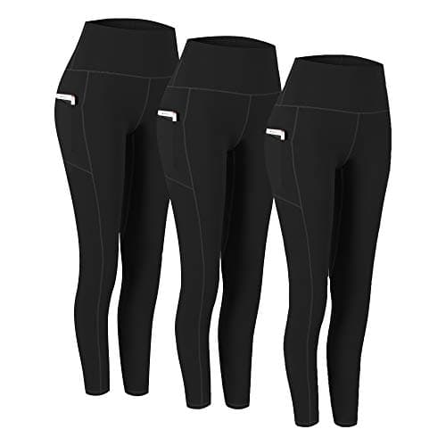 Fengbay 3 Pack High Waist Yoga Pants with Pocket Leggings Tummy Control Workout Running Yoga Leggings for Women