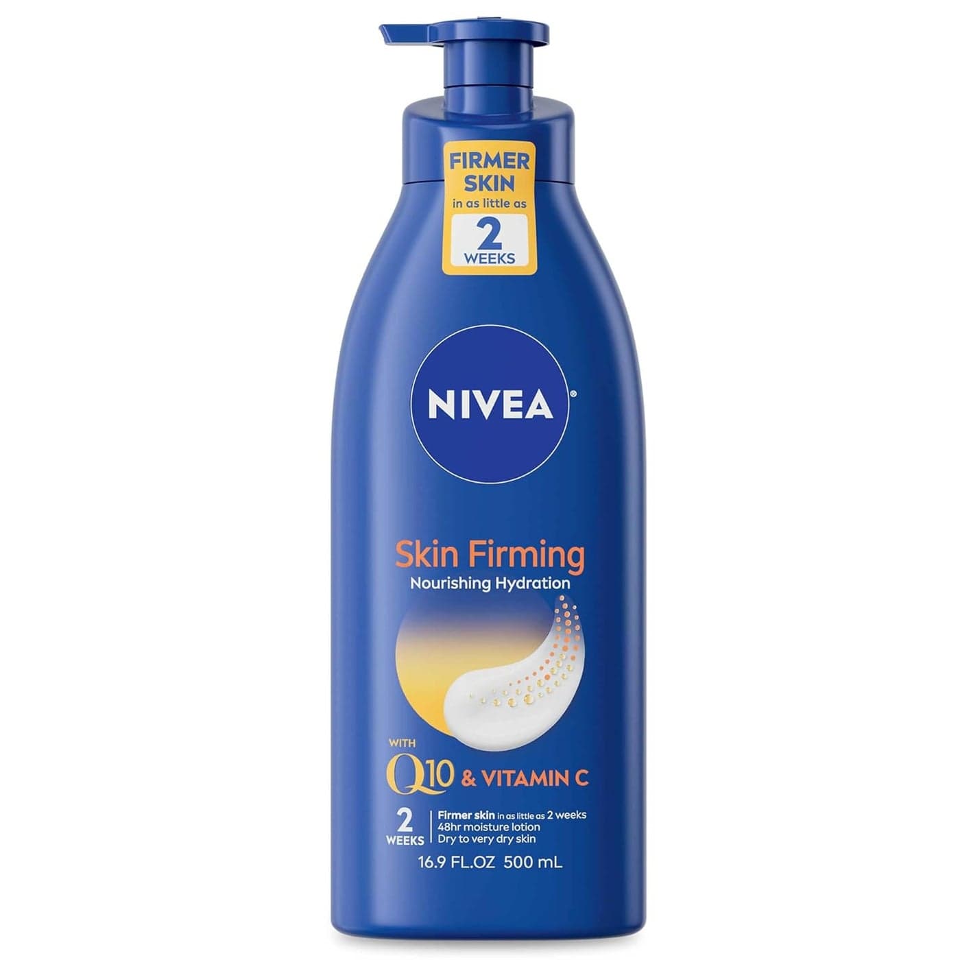 NIVEA Skin Firming Nourishing Hydration Firming Body Lotion for Dry to Very Dry Skin with Q10 and Vitamin C 169 Fl Oz Pump Bottle