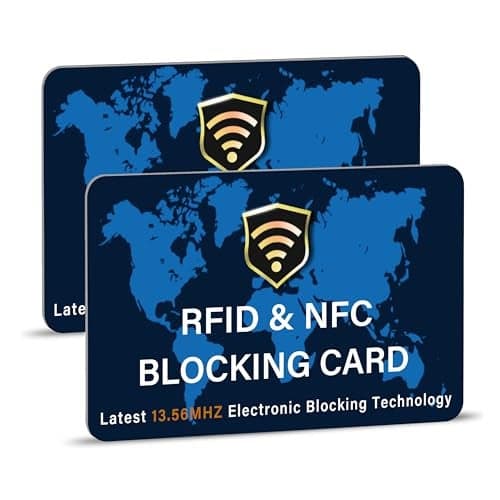 SaiTech IT 2 Pack RFID Blocking Card NFC Contactless Debit/Credit Card ATM Passport Protector ideal for Men & women slim with World map design perfectly fit in wallet - Blue