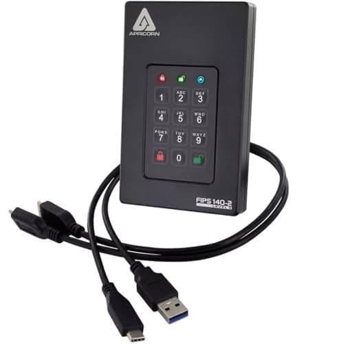 Apricorn 2TB Aegis Fortress L3 FIPS Level 3 Validated USB 30 Hardware Encrypted Portable Drive AFL32TB black