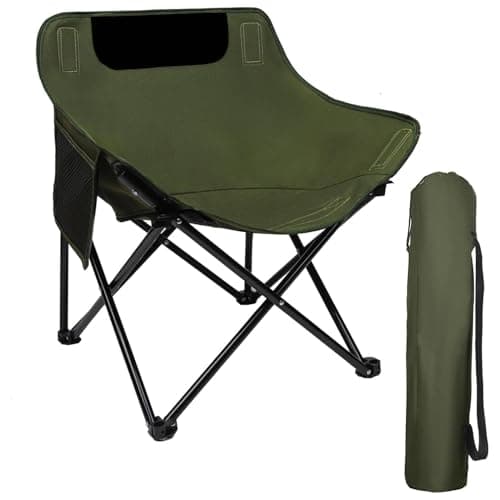 ORILEY Folding BackRest Camping Chair Portable and Lightweight Carbon Steel Collapsible Chairs for Outdoor Picnic Fishing Beach Travelling & Gardening (1 Pc, Green)
