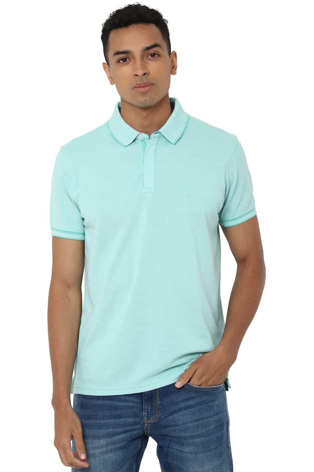 Allen Solly Men's Cotton Regular Fit Polo T-Shirt (Askpqrgfw44317-S_Light Green_S)