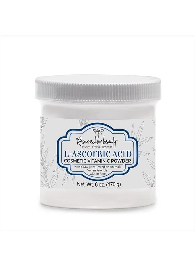 L-Ascorbic Acid Powder (Cosmetic Vitamin C Powder for Face) to Make Your Own Vitamin C Serum, Hyaluronic Acid Serums with Vitamin C & Other DIY Anti-aging Cosmetic Formulations for Skin Care 6 Oz. Jar