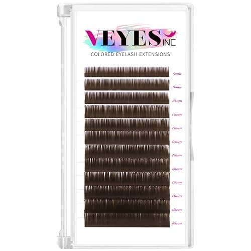 VEYES INC Colored Lash Extensions 03 05 07 15 CD Curl 816mm Mixed Length Tray Premium Individual Silk Eyelashes Professional Supplies for Lash Techs Dark Latte Brown 003 CC 816mm