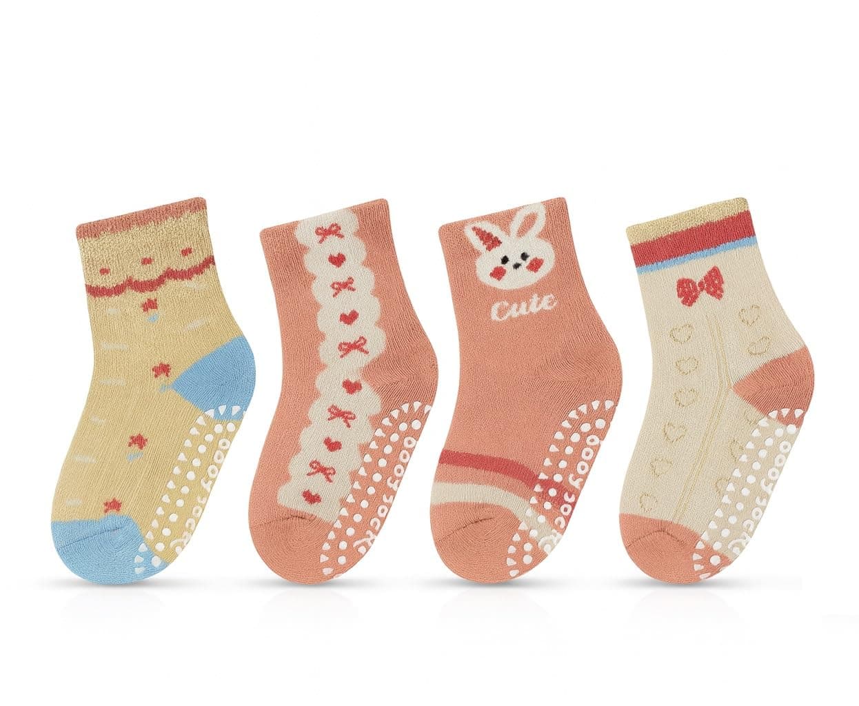 KETKAR Kids Woolen Socks | Anti-Slip Crew Socks with Grippers for Boys & Girls (Pack of 4, Ages 8-12 Years)