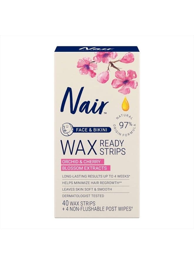 Hair Remover Wax Ready-Strips for Face & Bikini, 40 CT