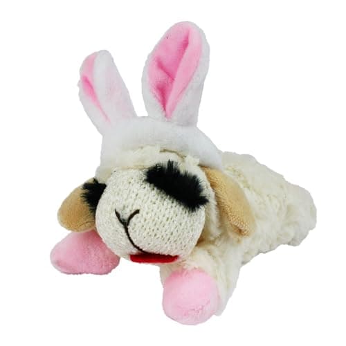 Multipet Lamb Chop Dog Plush Toy wEaster Bunny Ears Squeaky Toy for All Dogs Extra Soft Plush Stuffed Animal for Cuddling Playing 6 CreamPink