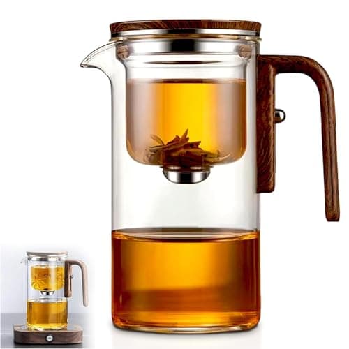 POCONT Tea Pot, New Magic Tea Pot with Strainer, Water Separation Glass Teapot with Infuser (600ml 20.3oz)