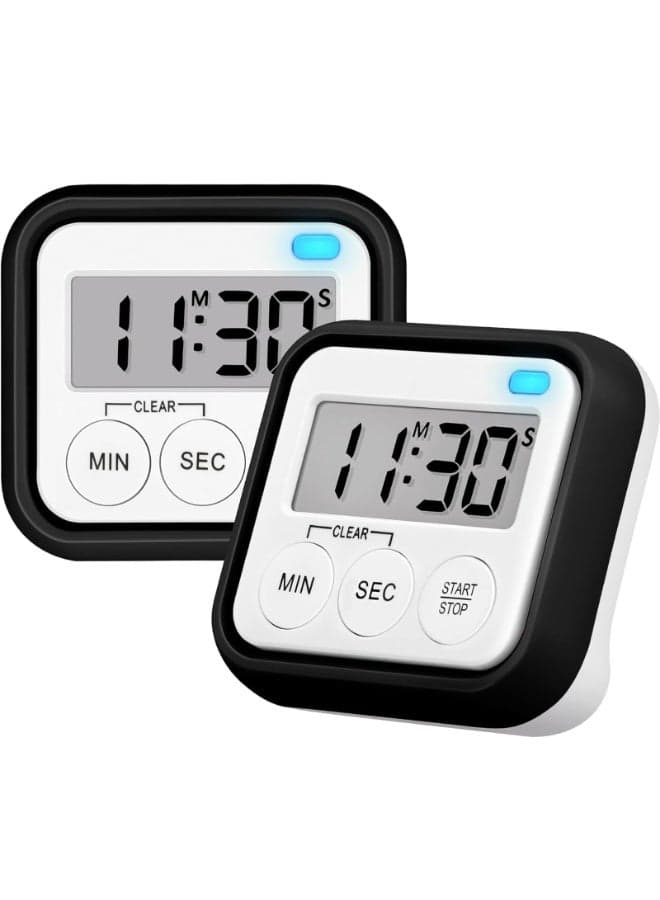 Timer, Kitchen Timers for Cooking Classroom Timer for Kids Teachers Magnetic Digital Timers 2 Pack, Black