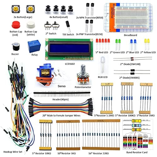 Adeept Project LCD 1602 Starter Kit for Raspberry Pi 4 3 2 Model B+ B Servo Motor Relay Beginner Small DIY Kit Compatible with Raspberry Pi 2b+ with PDF Guidebook User Manual (Pi NOT Included)