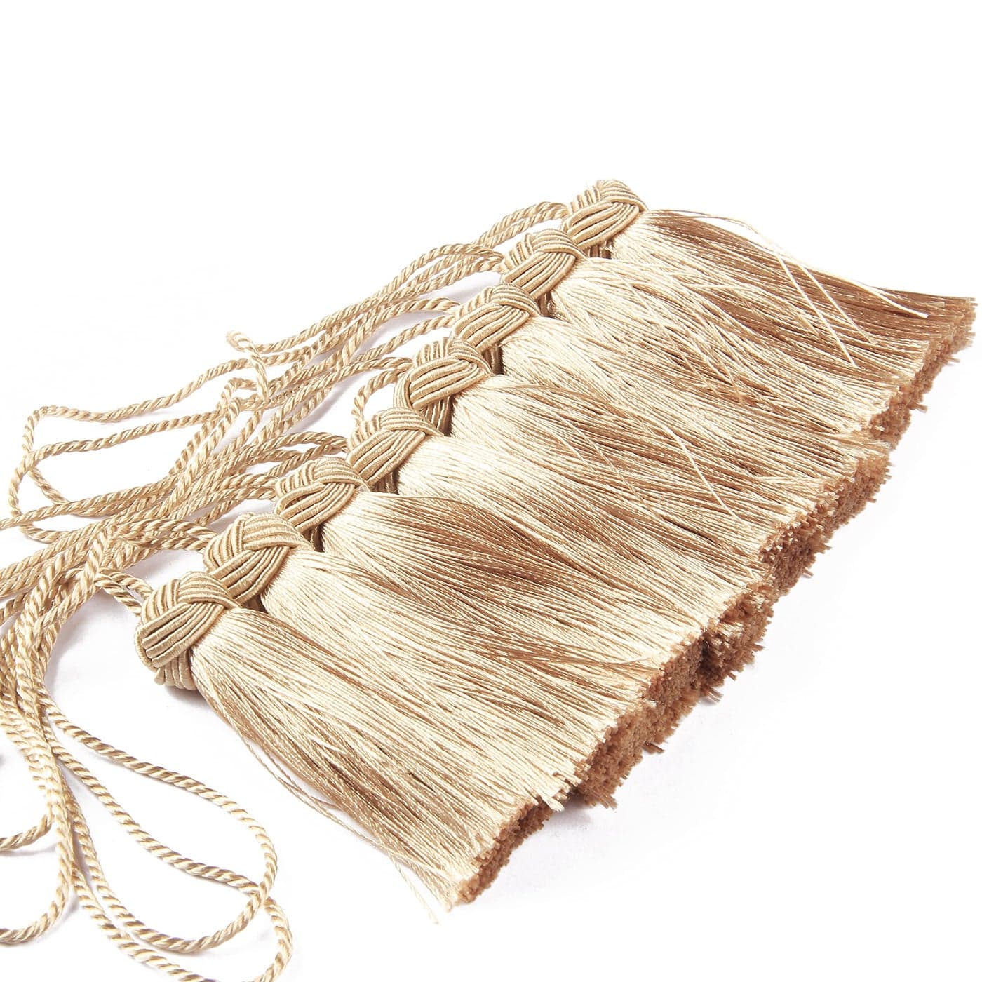 BEL AVENIR 8 Pcs Set Elegant Polyester Key Tassel Colorful Craft Tassels Charms Key Tassel for Christmas Tree DIY Craft Garland Project Wedding Home Party Decorations Beige