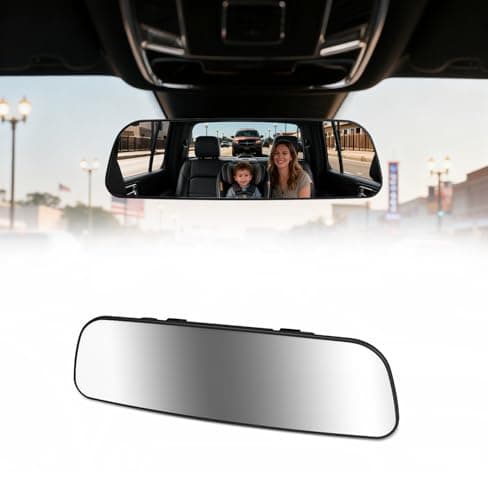 HmmtyRack Rear View Mirror 93 Inch Chrome Antiglare Panoramic Rear Mirrors Universal Convex Car Interior Clip on Extra Big Wide Angle Rearview Mirror Extender to Reduce Blind Spot for Car SUV Truck