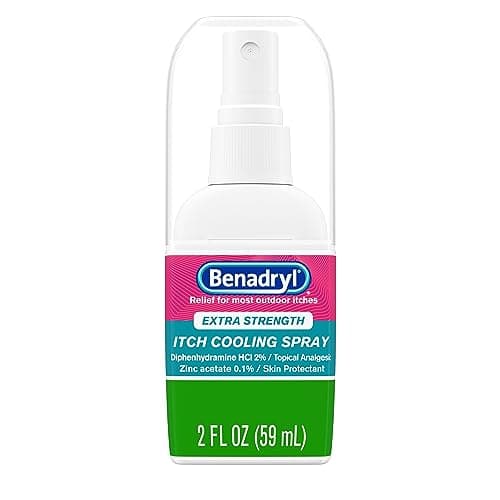 Benadryl Extra Strength Itch Cooling Spray, Topical Analgesic Spray with Diphenhydramine HCI & Zinc Acetate Skin Protectant for Fast Relief from Insect Bites, Travel Size, 2 fl. oz