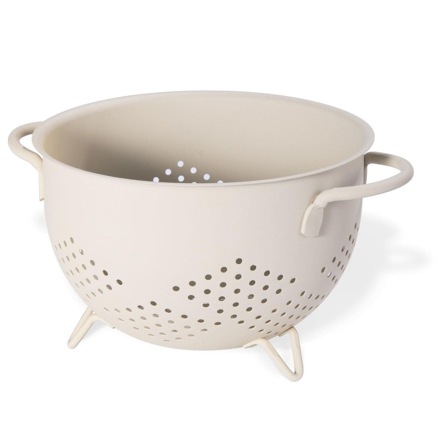 Metal Colander 5 Quart Powder Coated Selfdraining Metal Strainer with BaseKitchen Pasta Fruit Vegetable Basket with Double Handles Sand Yellow