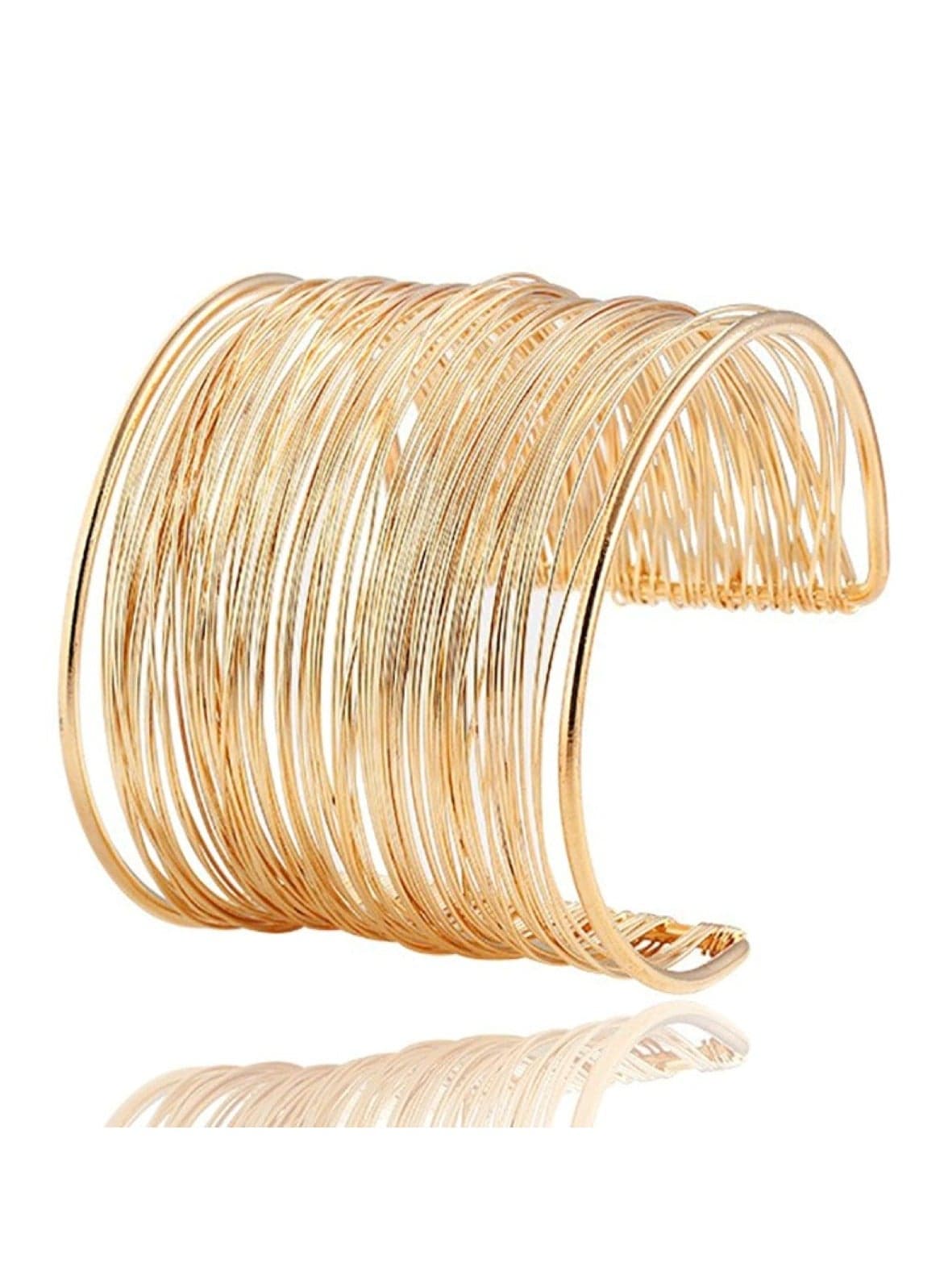 Elegant Multi-Layer Wire Cuff Bracelet Gold Colour Tone Alloy