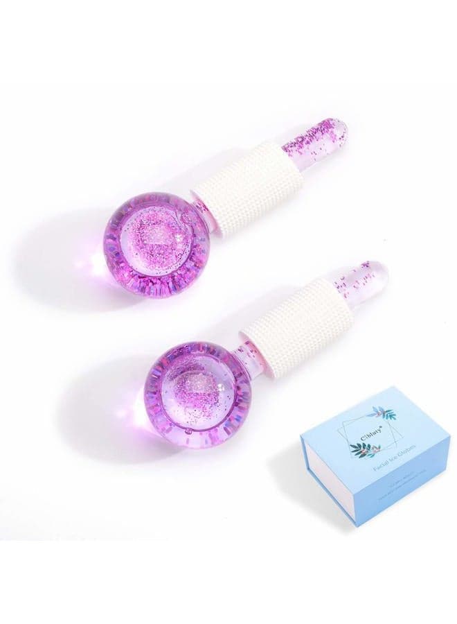 ICE Beauty Balls for Facial, 2PCS Purple Facial Roller for Cold Facial Massage Face Roller Balls with Anti-Freeze Liquid to Reduce Puffiness, Pores, Wrinkles…