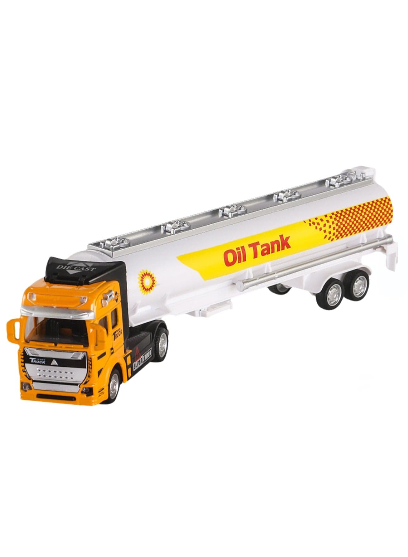 Children's Simulation Toy Truck Alloy Texture Truck Container Trailer Model Transport Vehicle Set(Yellow Tank Truck)