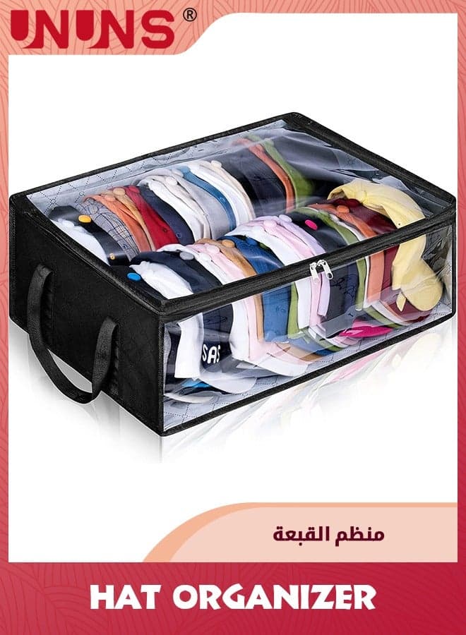 Hat Storage For Baseball Caps Organizer,Large Holds Up To 40 Hats Wide Organizer Closet Cap Holder,Black,51x41x17cm