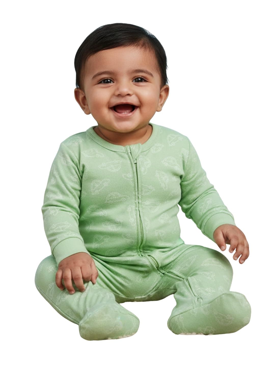 The Mom Store Baby Zipper Romper For Boys And Girls | Cotton | Soft Infant Bodysuit | Trendy Stylish Sleepsuit Nightsuit For Newborn Baby | Printed | Vrrom Vrrom | Preemie