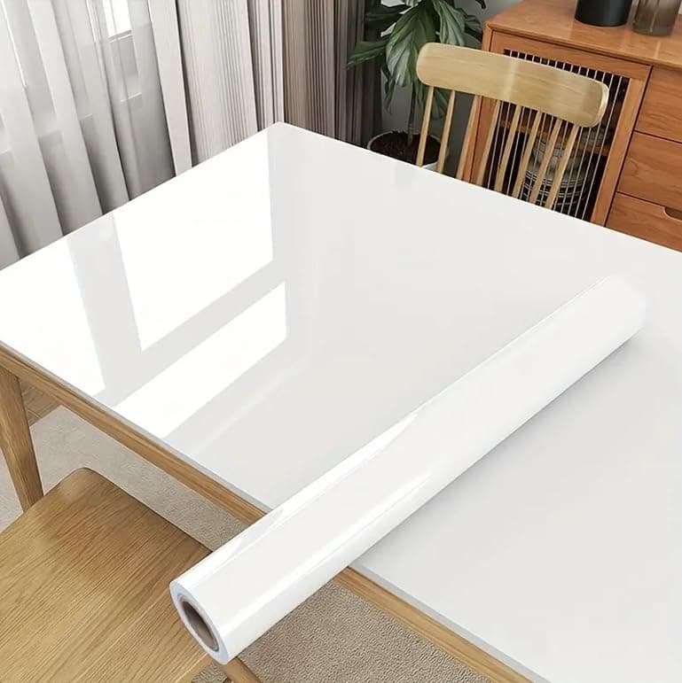 SUNBIRD Glossy Self-Adhesive Vinyl Wrap Furniture Stickers Peel and Stick Solid Sticker Contact Paper Waterproof Gloss Wall Paper (White, 60cm x 20 Ft)