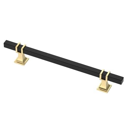 Alzassbg 6 Pack Matt Black and Gold Cabinet Pulls 614 Inch160mm Hole Centers Kitchen Hardware Square Cabinet Handles for Cabinets and Drawers AL3094KGPMB