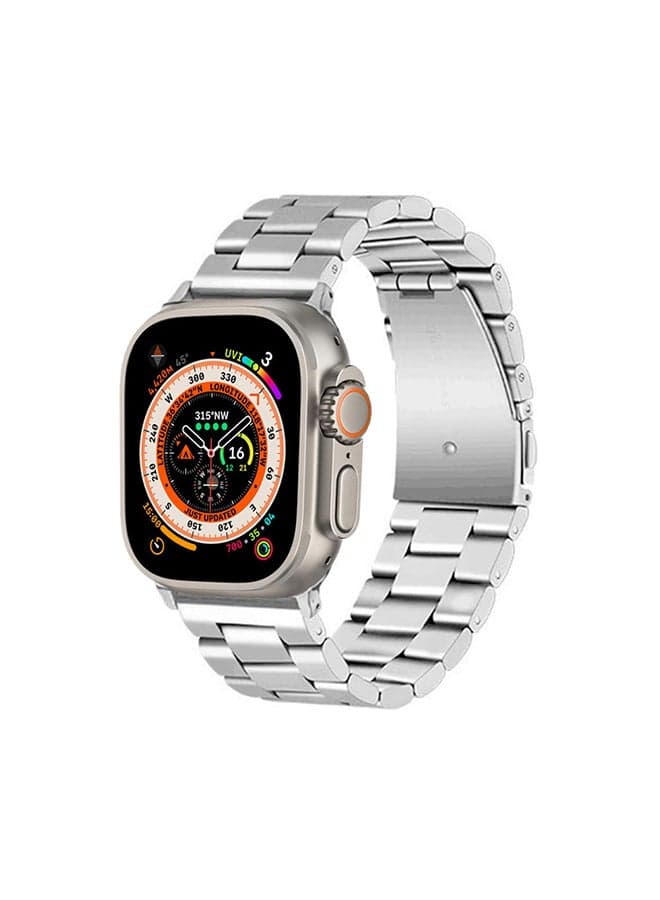 Stainless Steel Band for Apple Watch Band 49mm 45mm 44mm 42mm Compatible with iWatch Strap Series Ultra/8/7/6/5/4/3/2/1/SE/SE2 Silver