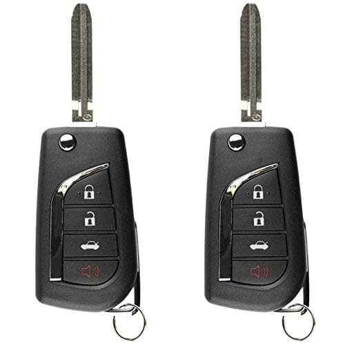 2X KeylessOption Keyless Entry Remote Car Key Fob Control 4-Button Flip Replacement with Uncut Ignition Blade for 2018 2019 2020 2021 2022 Toyota Camry (HYQ12BFB, H CHIP)