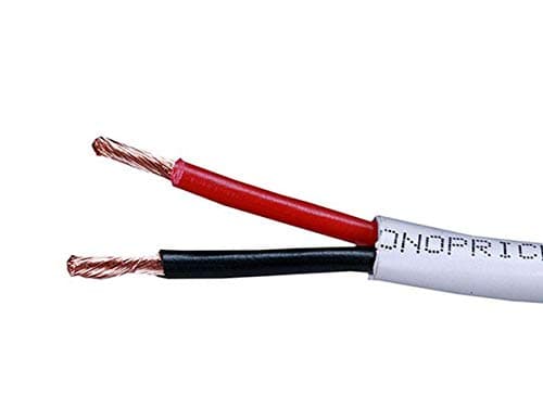 Monoprice 2 Conductor Speaker Wire CL2 Rated 999 OxygenFree Pure Bare Copper 16AWG 500 Feet White Access Series