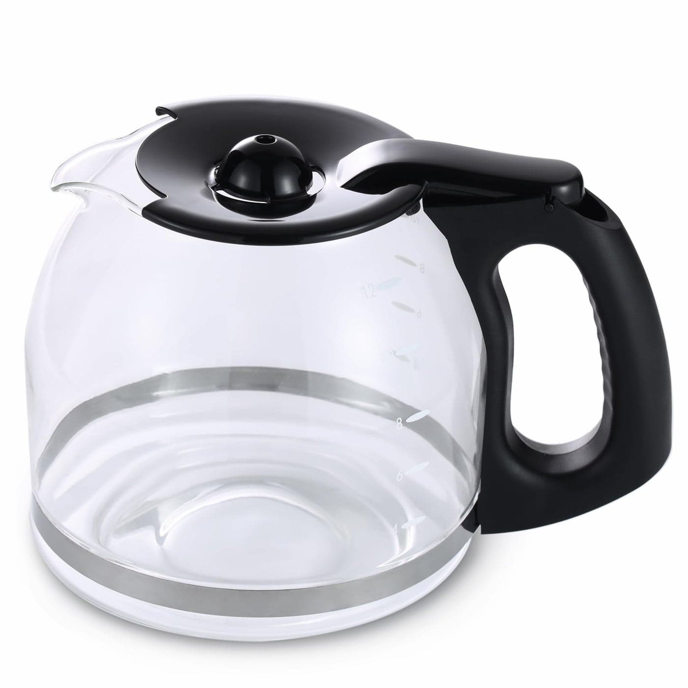 BESBARISTA 12Cup Glass Replacement Carafe for Mr Coffee Model SK12 SK13 EHX23 JWX31 SJX23 SJX39 Black Replaces PLD12RB